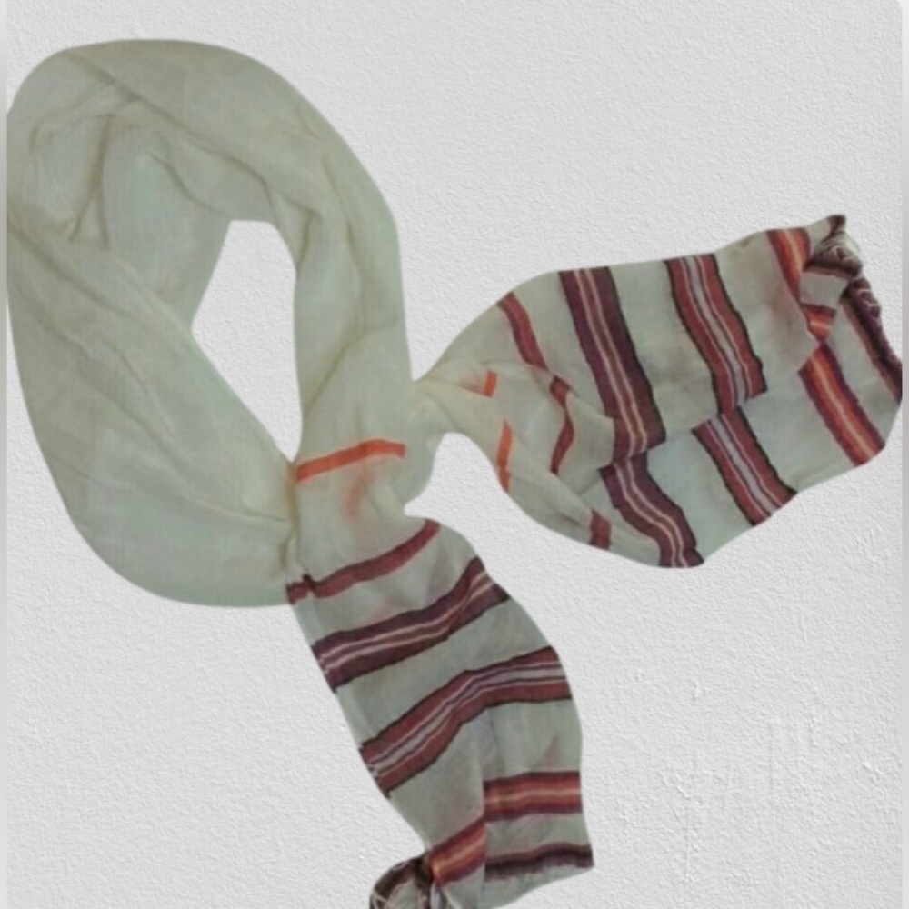 Beautiful  Stripe Linen Scarf .